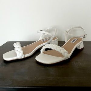 Steve Madden White Strappy Braided Sandal Low Heel Melinda Size 6